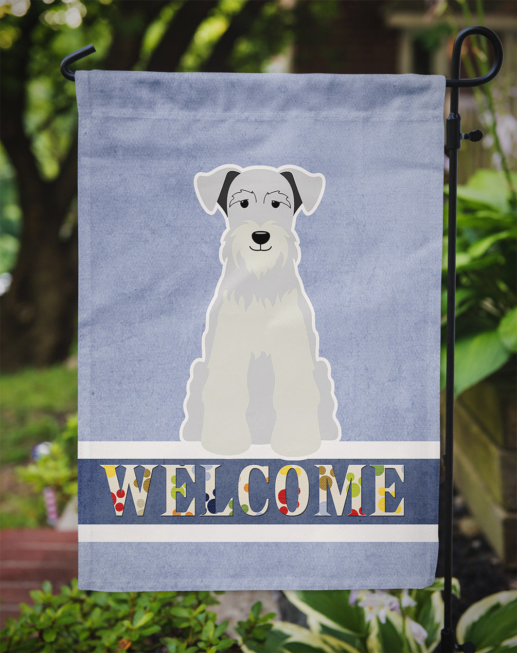 Miniature Schanuzer White Welcome Flag Garden Size BB5634GF by Caroline's Treasures