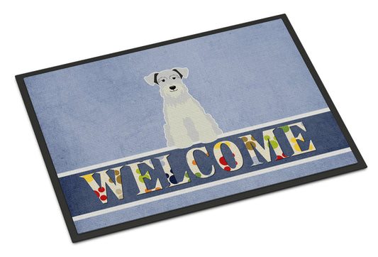 Miniature Schanuzer White Welcome Indoor or Outdoor Mat 18x27 BB5634MAT by Caroline's Treasures