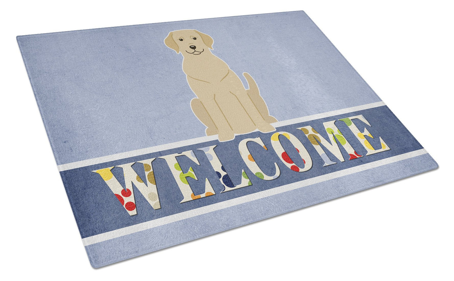 Yellow Labrador Welcome Glass Cutting Board Large BB5636LCB by Caroline's Treasures