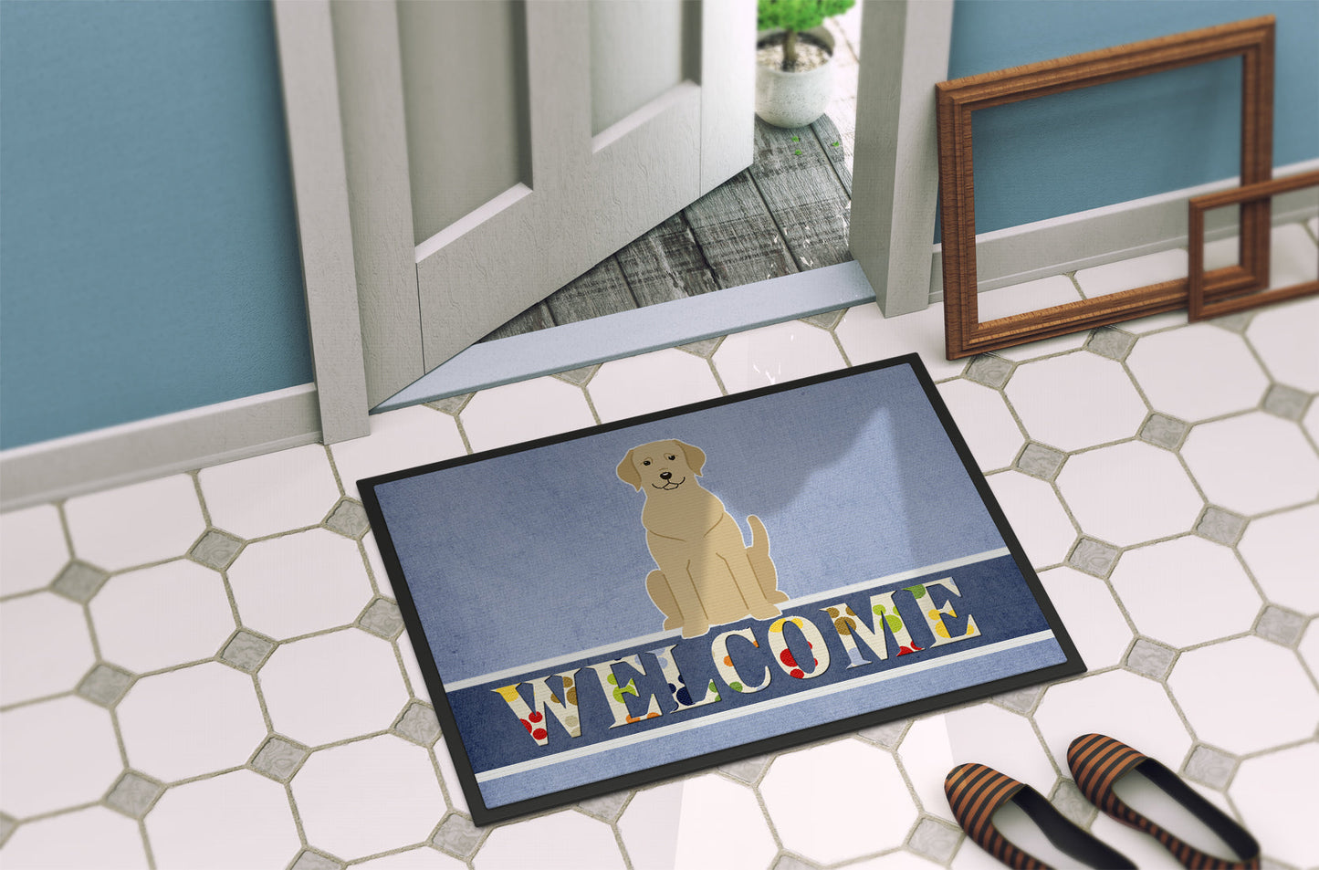 Yellow Labrador Welcome Indoor or Outdoor Mat 18x27 BB5636MAT by Caroline's Treasures