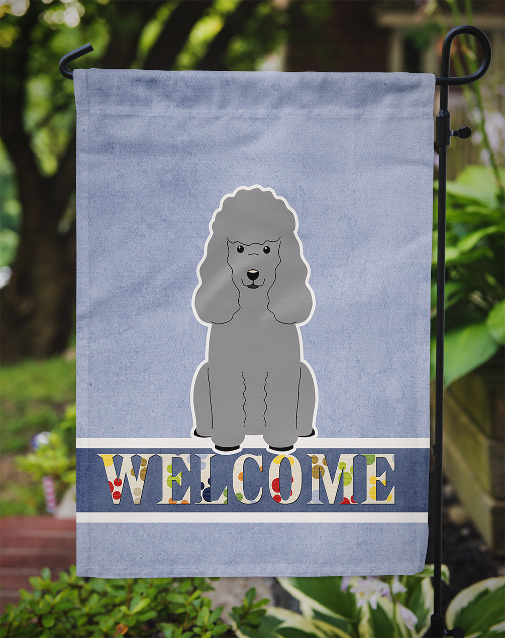 Poodle Silver Welcome Flag Garden Size BB5649GF by Caroline's Treasures