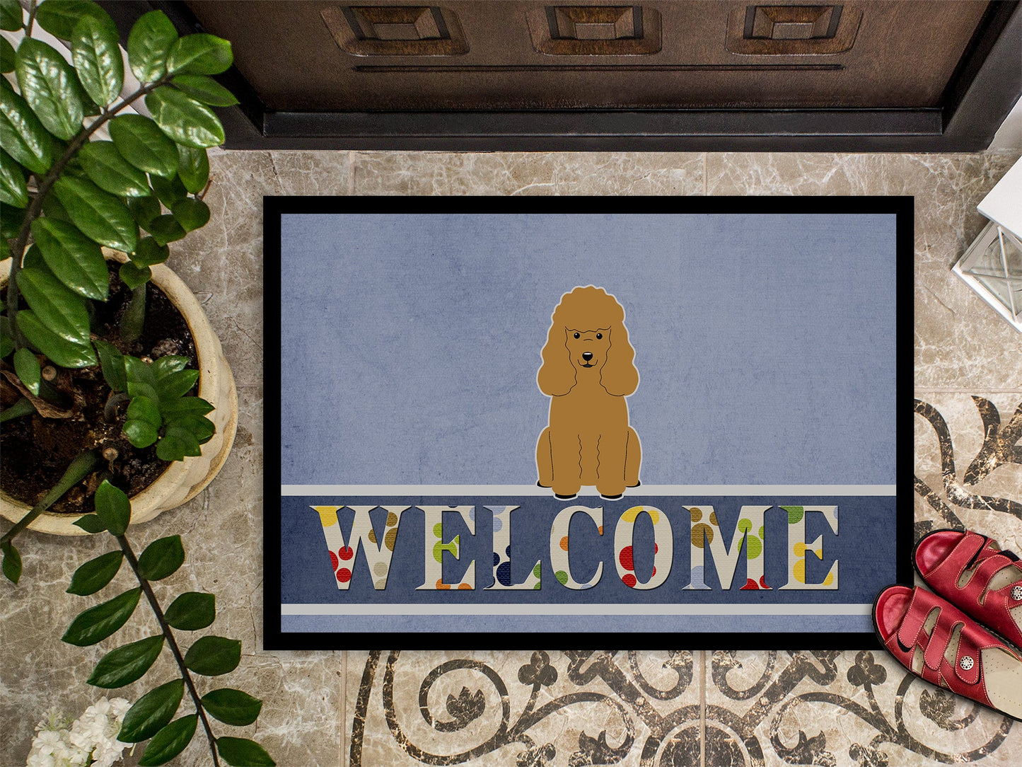 Poodle Tan Welcome Indoor or Outdoor Mat 18x27 BB5650MAT by Caroline's Treasures