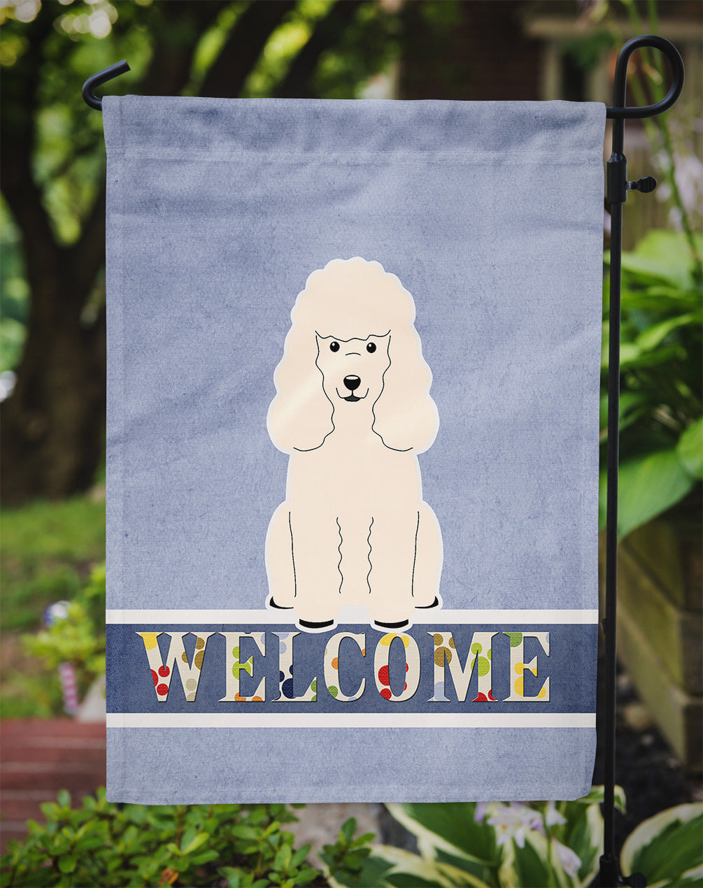 Poodle White Welcome Flag Garden Size BB5651GF by Caroline's Treasures