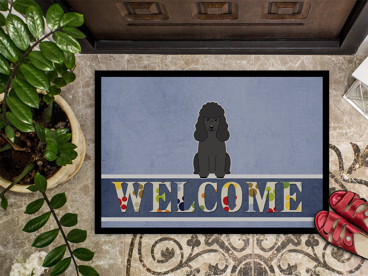 Poodle Black Welcome Indoor or Outdoor Mat 18x27 BB5652MAT by Caroline's Treasures