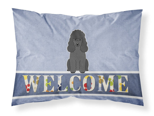 Poodle Black Welcome Fabric Standard Pillowcase BB5652PILLOWCASE by Caroline's Treasures