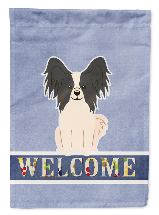 Papillon Black White Welcome Flag Garden Size BB5657GF by Caroline's Treasures