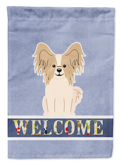 Papillon Sable White Welcome Flag Garden Size BB5658GF by Caroline's Treasures