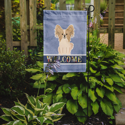 Papillon Sable White Welcome Flag Garden Size BB5658GF by Caroline's Treasures