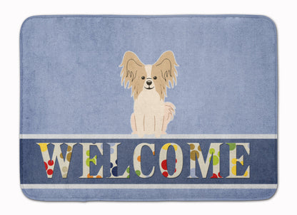 Papillon Sable White Welcome Machine Washable Memory Foam Mat BB5658RUG by Caroline's Treasures