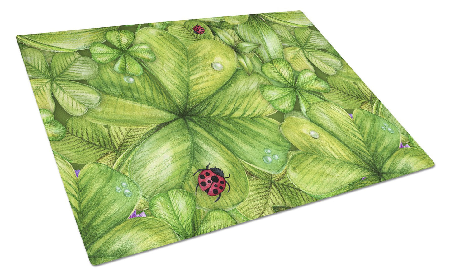 Shamrocks and Lady bugs Glass Cutting Board Large BB5754LCB by Caroline's Treasures