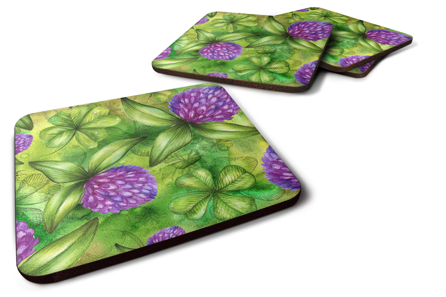 Shamrocks in Bloom Foam Coaster Set of 4 BB5756FC by Caroline's Treasures