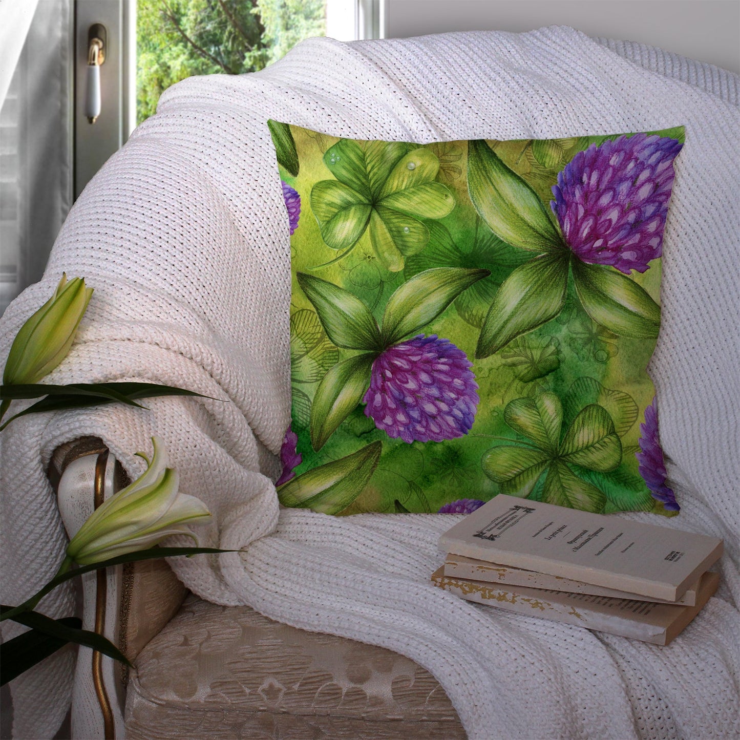 Shamrocks in Bloom Fabric Decorative Pillow BB5756PW1414 by Caroline's Treasures