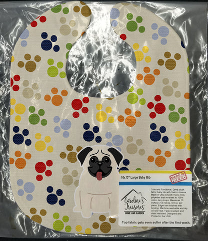 Pawprints Pug Cream Baby Bib BB5833BIB by Caroline's Treasures