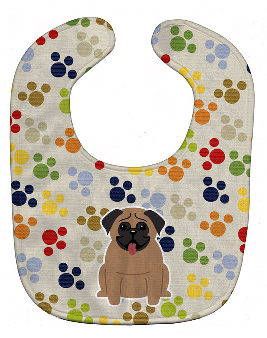 Pawprints Pug Brown Baby Bib BB5834BIB by Caroline's Treasures