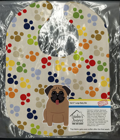 Pawprints Pug Brown Baby Bib BB5834BIB by Caroline's Treasures