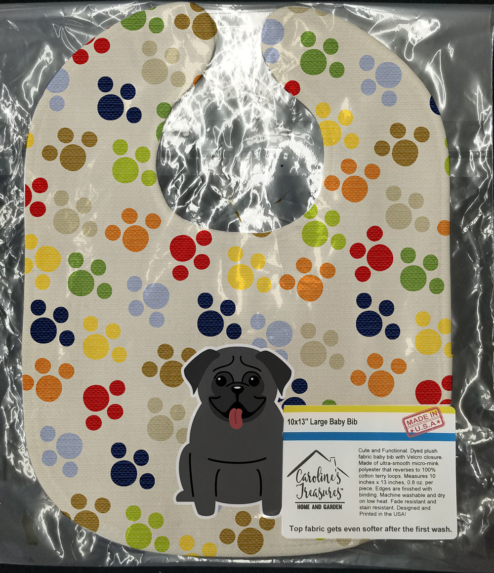 Pawprints Pug Black Baby Bib BB5835BIB by Caroline's Treasures