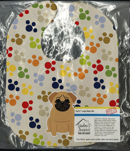 Pawprints Pug Brown Baby Bib BB5836BIB by Caroline's Treasures