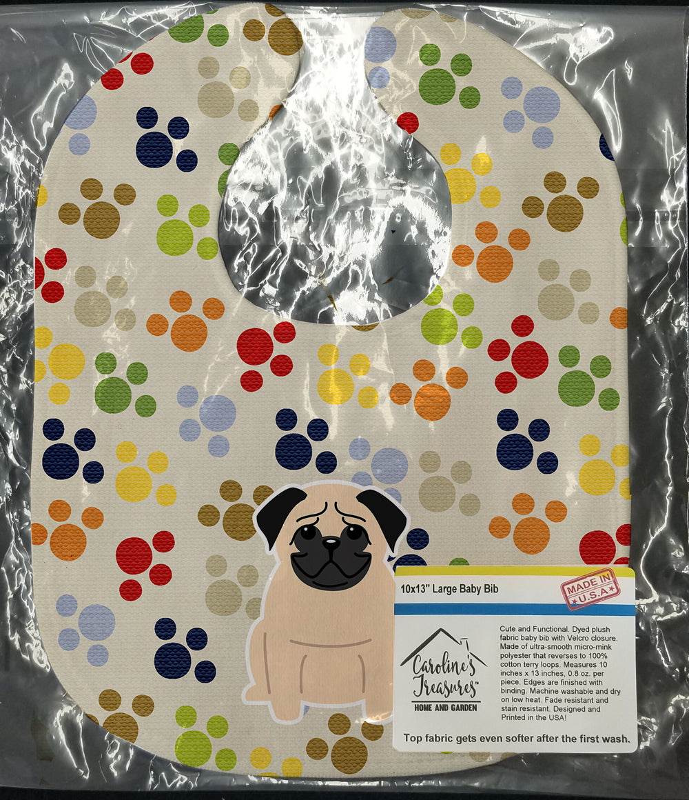 Pawprints Pug Fawn Baby Bib BB5837BIB by Caroline's Treasures