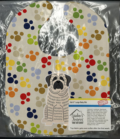 Pawprints Mastiff Brindle White Baby Bib BB5845BIB by Caroline's Treasures