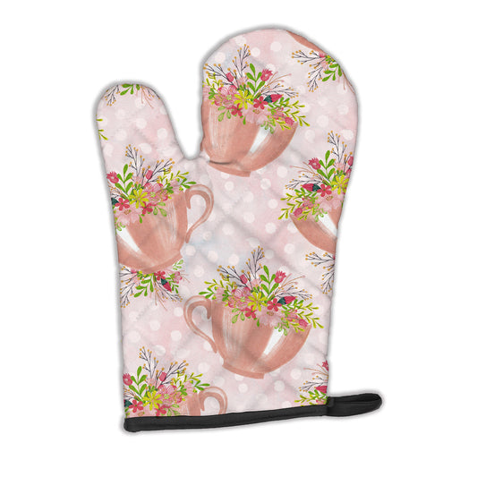 Tea Cup and Flowers Pink Oven Mitt BB7481OVMT by Caroline's Treasures