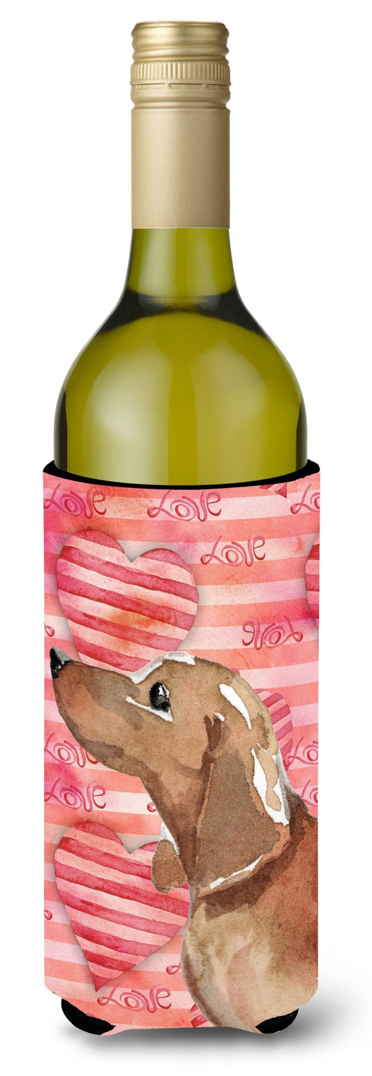 Red Tan Dachshund Love Wine Bottle Beverge Insulator Hugger BB9476LITERK by Caroline's Treasures