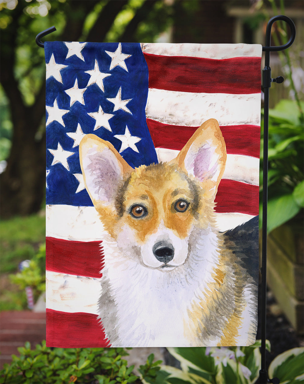 Pembroke Corgi Patriotic Flag Garden Size BB9642GF by Caroline's Treasures