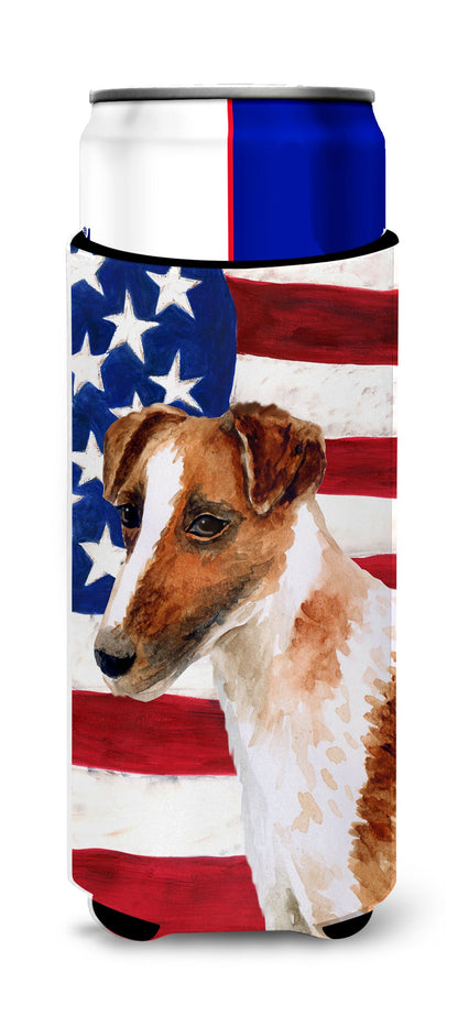 Smooth Fox Terrier Patriotic  Ultra Hugger for slim cans BB9647MUK by Caroline's Treasures