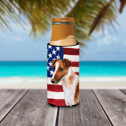 Smooth Fox Terrier Patriotic  Ultra Hugger for slim cans BB9647MUK by Caroline's Treasures