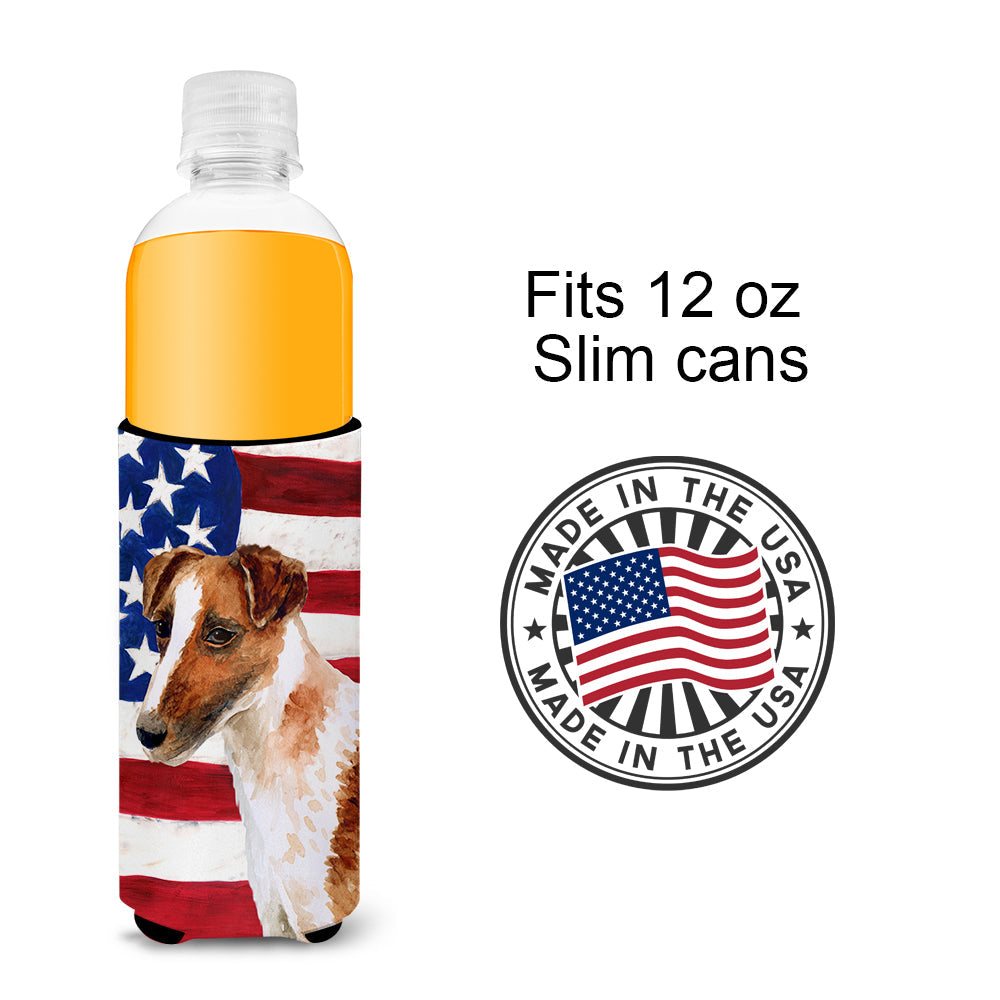 Smooth Fox Terrier Patriotic  Ultra Hugger for slim cans BB9647MUK by Caroline's Treasures