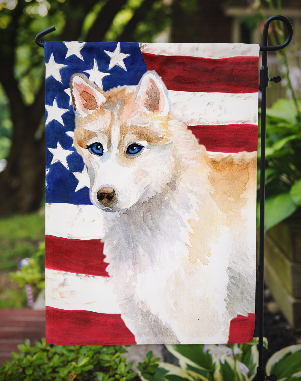 Siberian Husky Patriotic Flag Garden Size BB9655GF by Caroline's Treasures