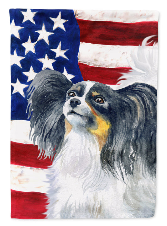 Papillon Patriotic Flag Canvas House Size BB9657CHF by Caroline's Treasures