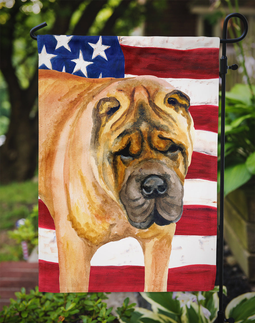 Shar Pei Patriotic Flag Garden Size BB9661GF by Caroline's Treasures