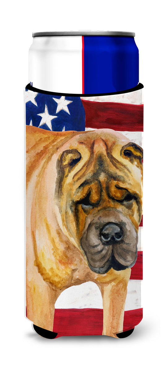 Shar Pei Patriotic  Ultra Hugger for slim cans BB9661MUK by Caroline's Treasures