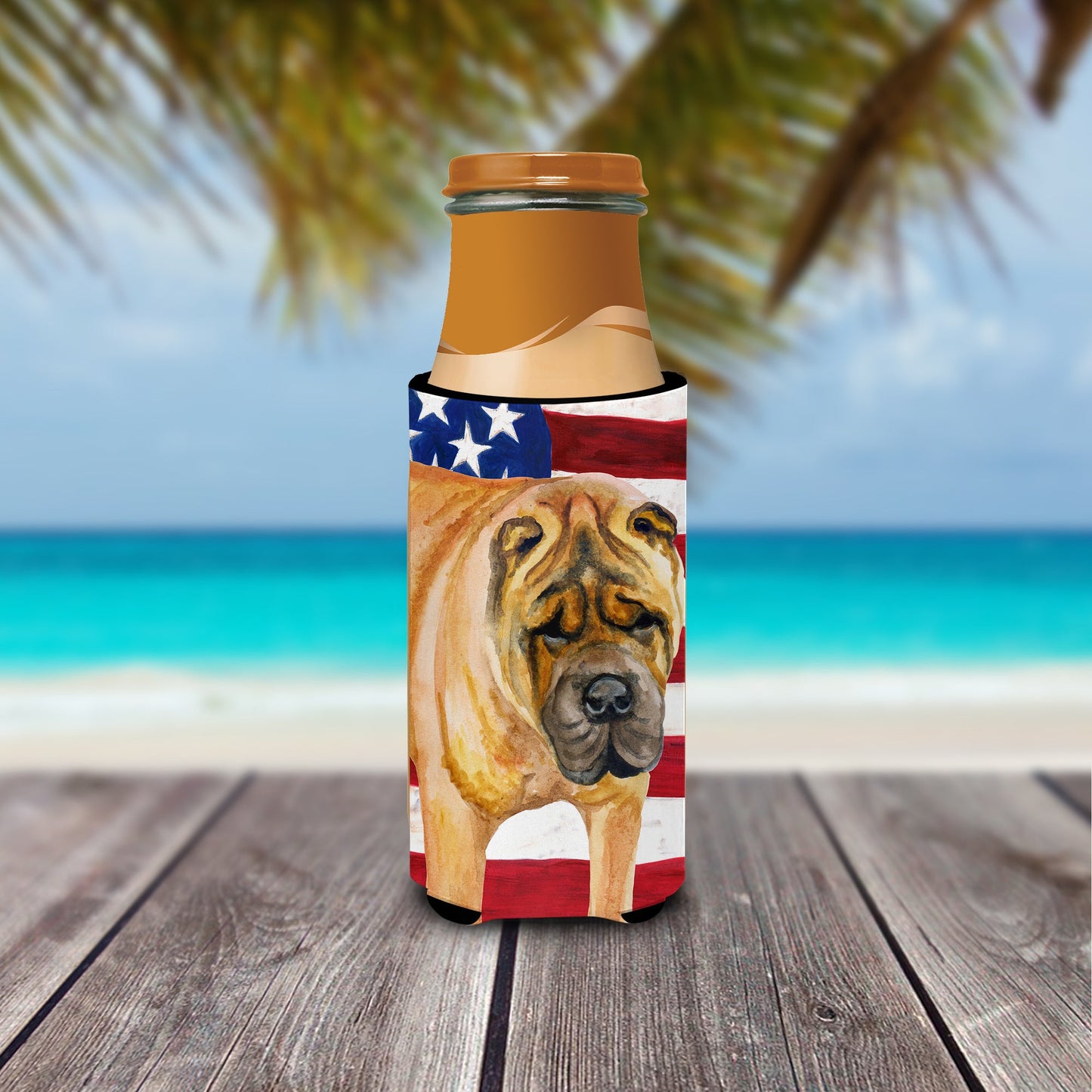 Shar Pei Patriotic  Ultra Hugger for slim cans BB9661MUK by Caroline's Treasures