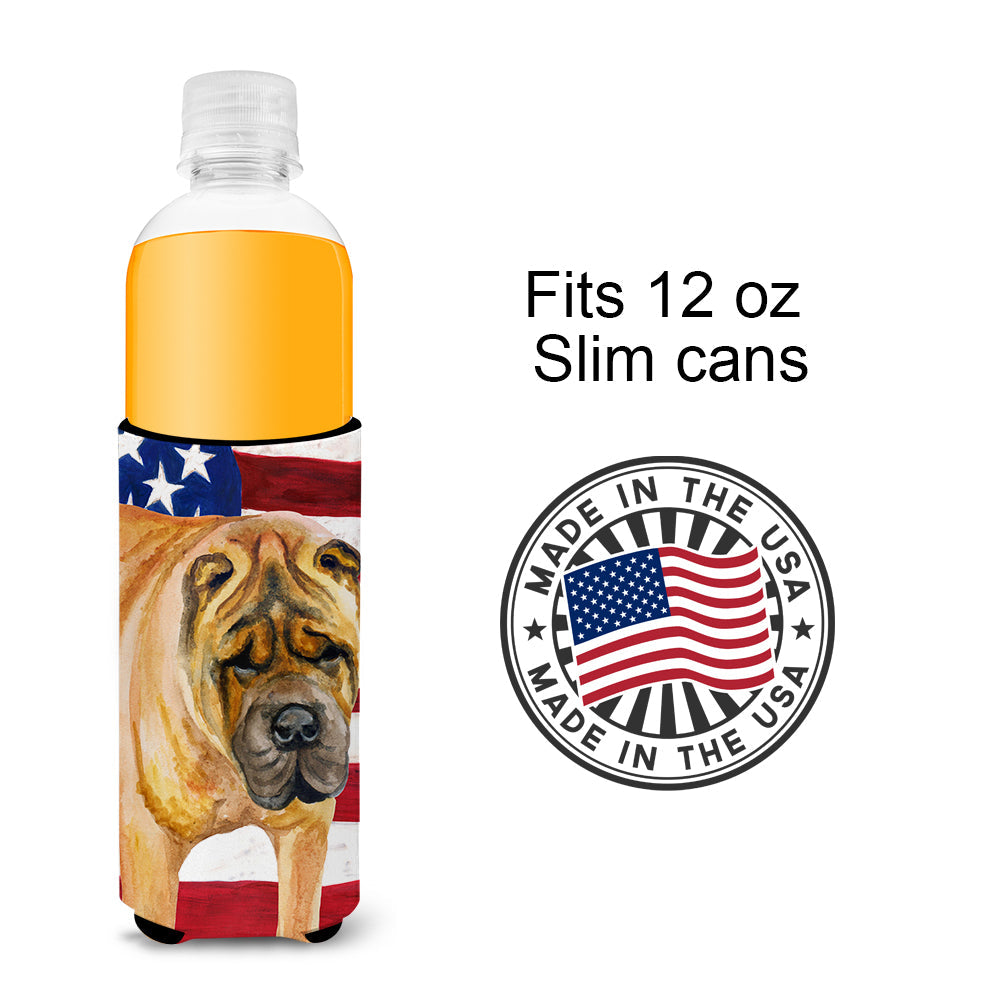 Shar Pei Patriotic  Ultra Hugger for slim cans BB9661MUK by Caroline's Treasures