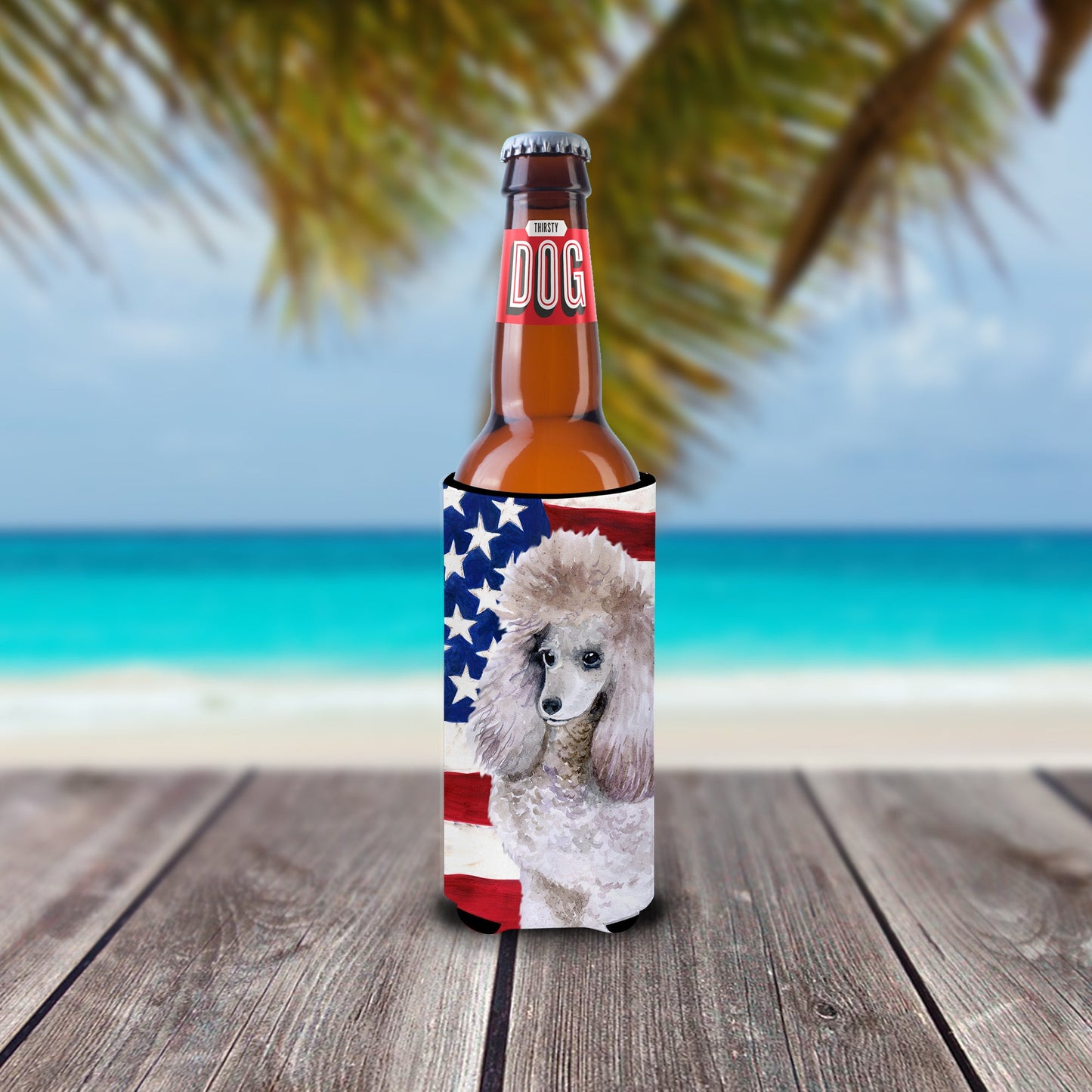 Poodle Patriotic  Ultra Hugger for slim cans BB9665MUK by Caroline's Treasures