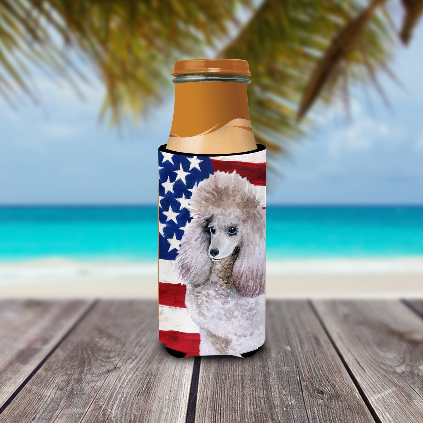 Poodle Patriotic  Ultra Hugger for slim cans BB9665MUK by Caroline's Treasures