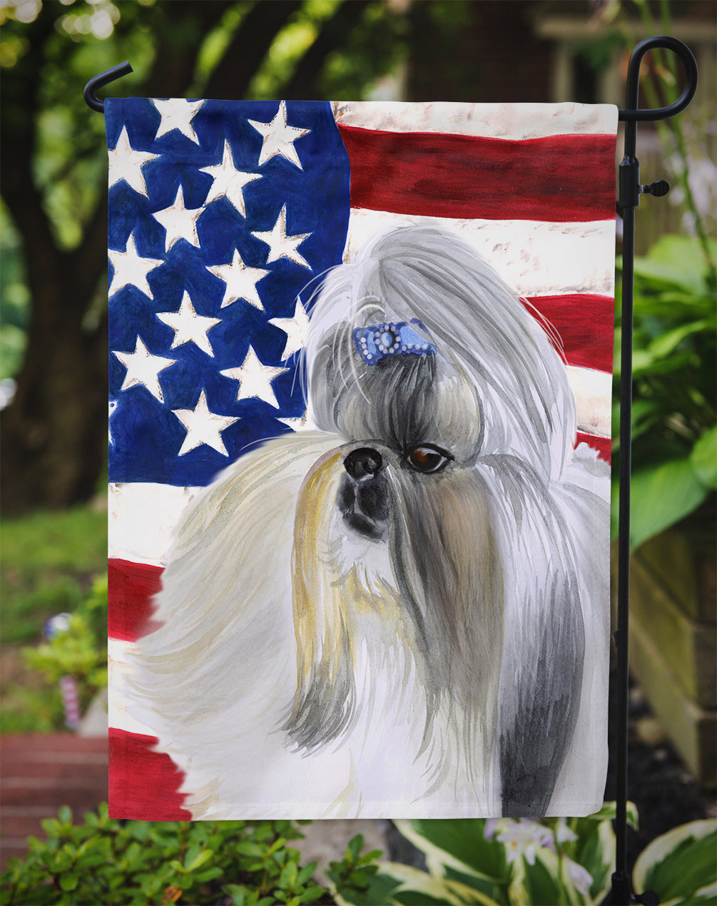 Shih Tzu Patriotic Flag Garden Size BB9666GF by Caroline's Treasures