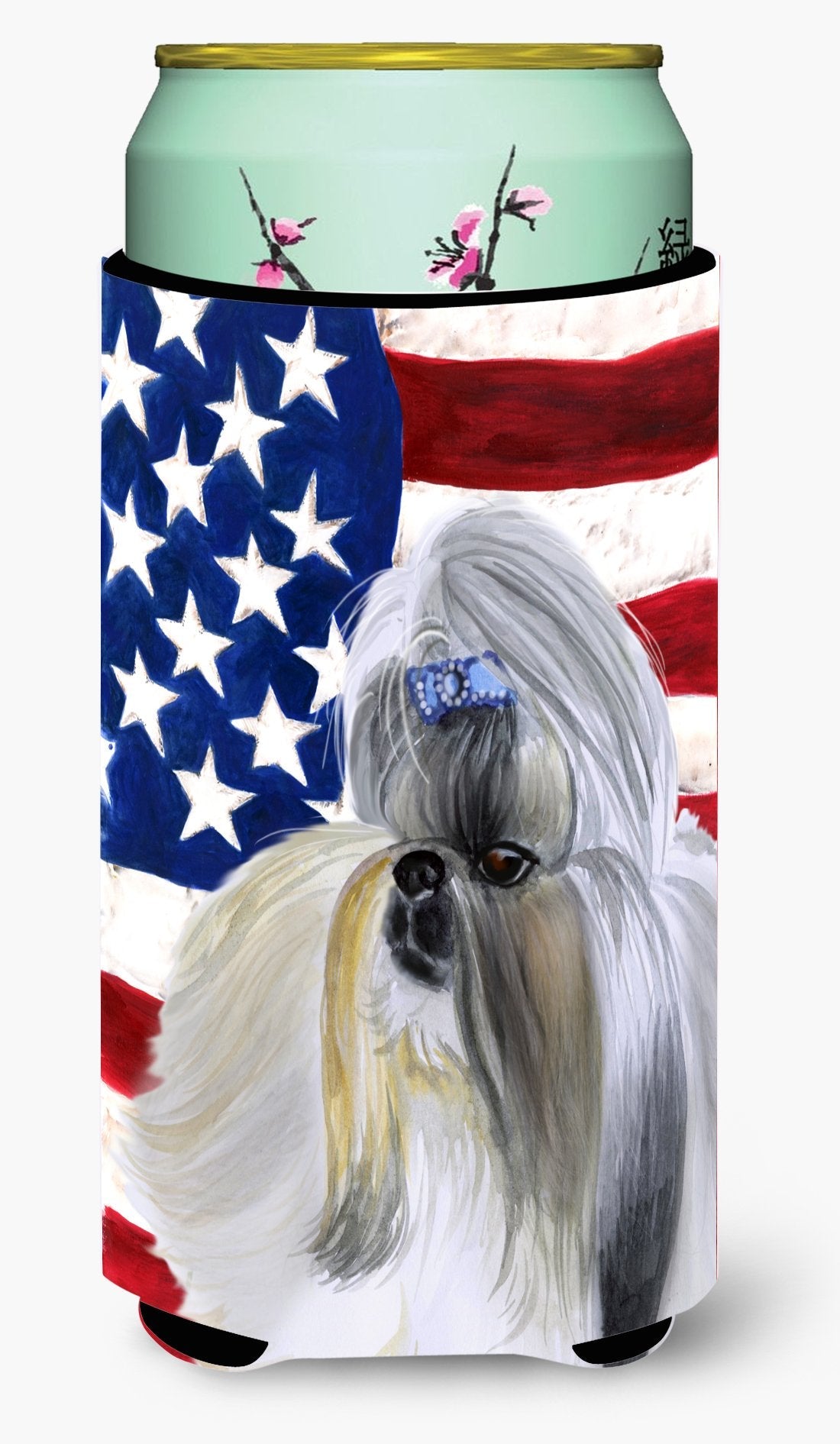 Shih Tzu Patriotic Tall Boy Beverage Insulator Hugger BB9666TBC by Caroline's Treasures