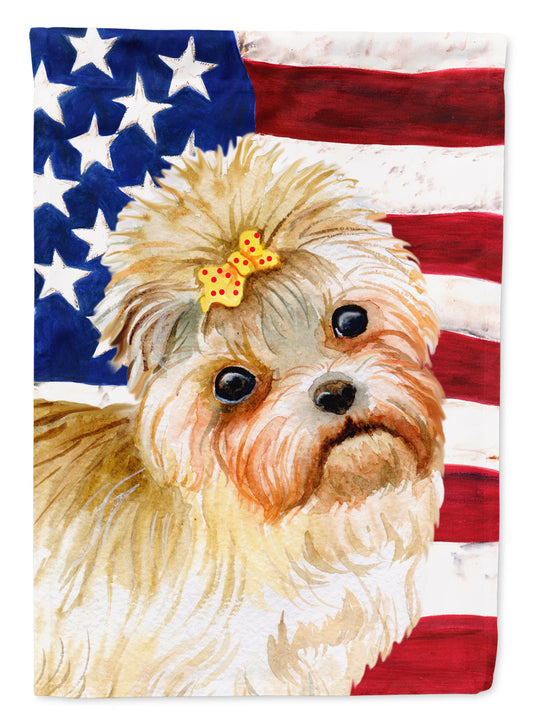 Morkie Patriotic Flag Canvas House Size BB9668CHF by Caroline's Treasures