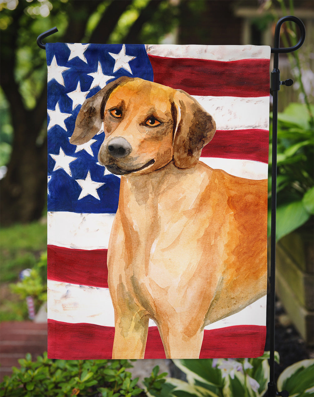 Rhodesian Ridgeback Patriotic Flag Garden Size BB9676GF by Caroline's Treasures