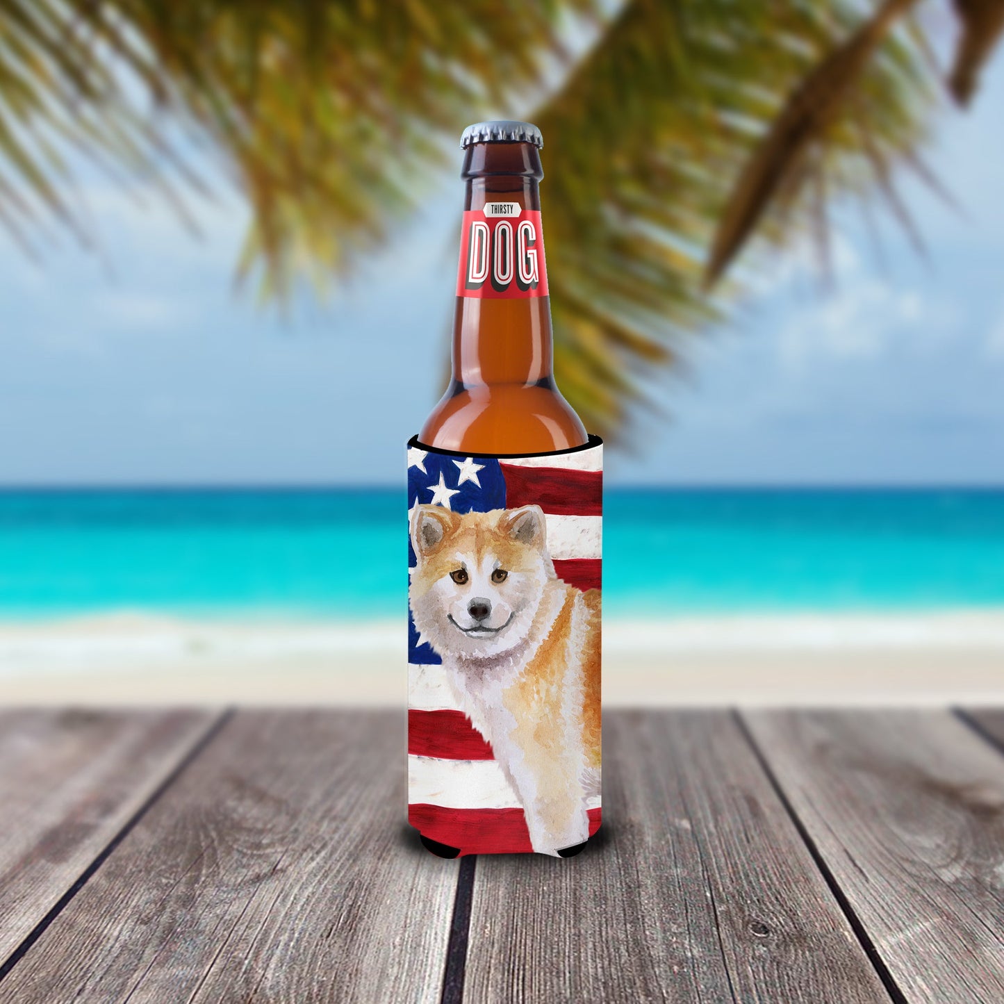 Shiba Inu Patriotic  Ultra Hugger for slim cans BB9678MUK by Caroline's Treasures