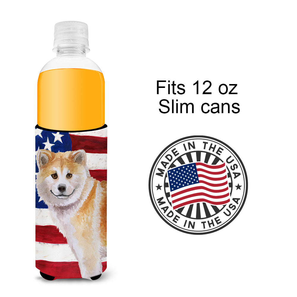 Shiba Inu Patriotic  Ultra Hugger for slim cans BB9678MUK by Caroline's Treasures