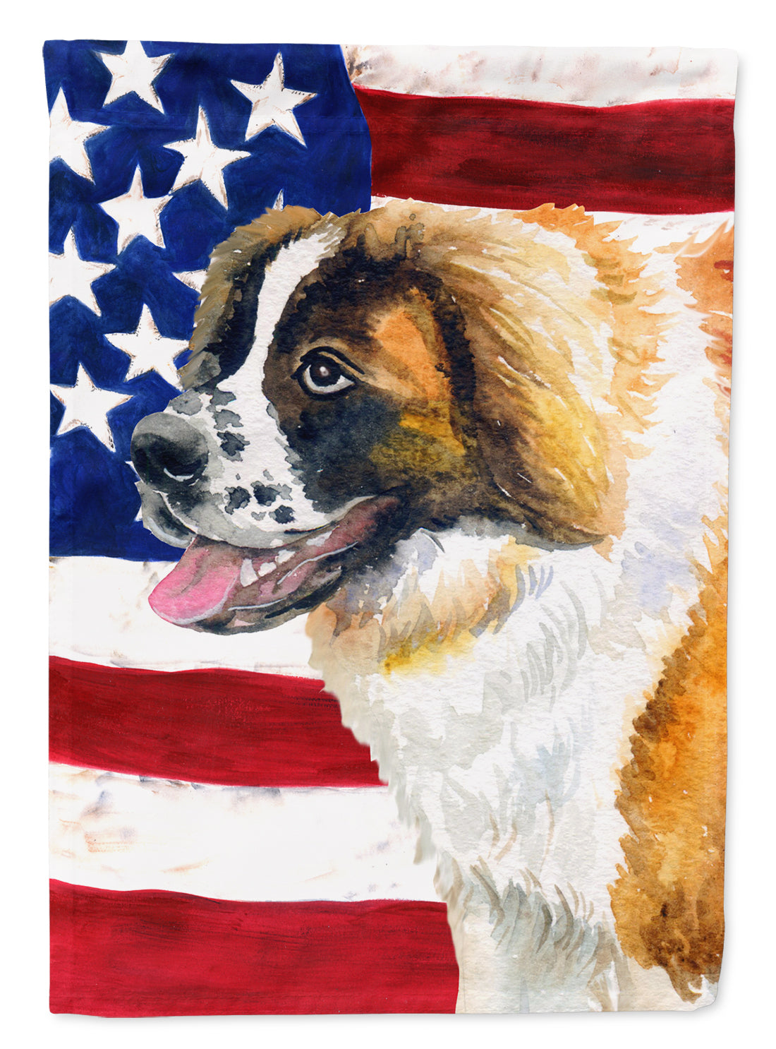 Saint Bernard Patriotic Flag Canvas House Size BB9679CHF by Caroline's Treasures