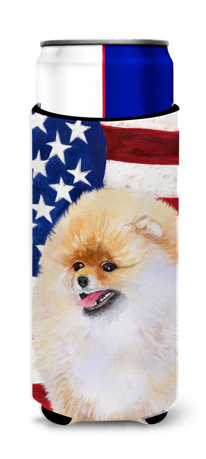 Pomeranian Patriotic  Ultra Hugger for slim cans BB9682MUK by Caroline's Treasures