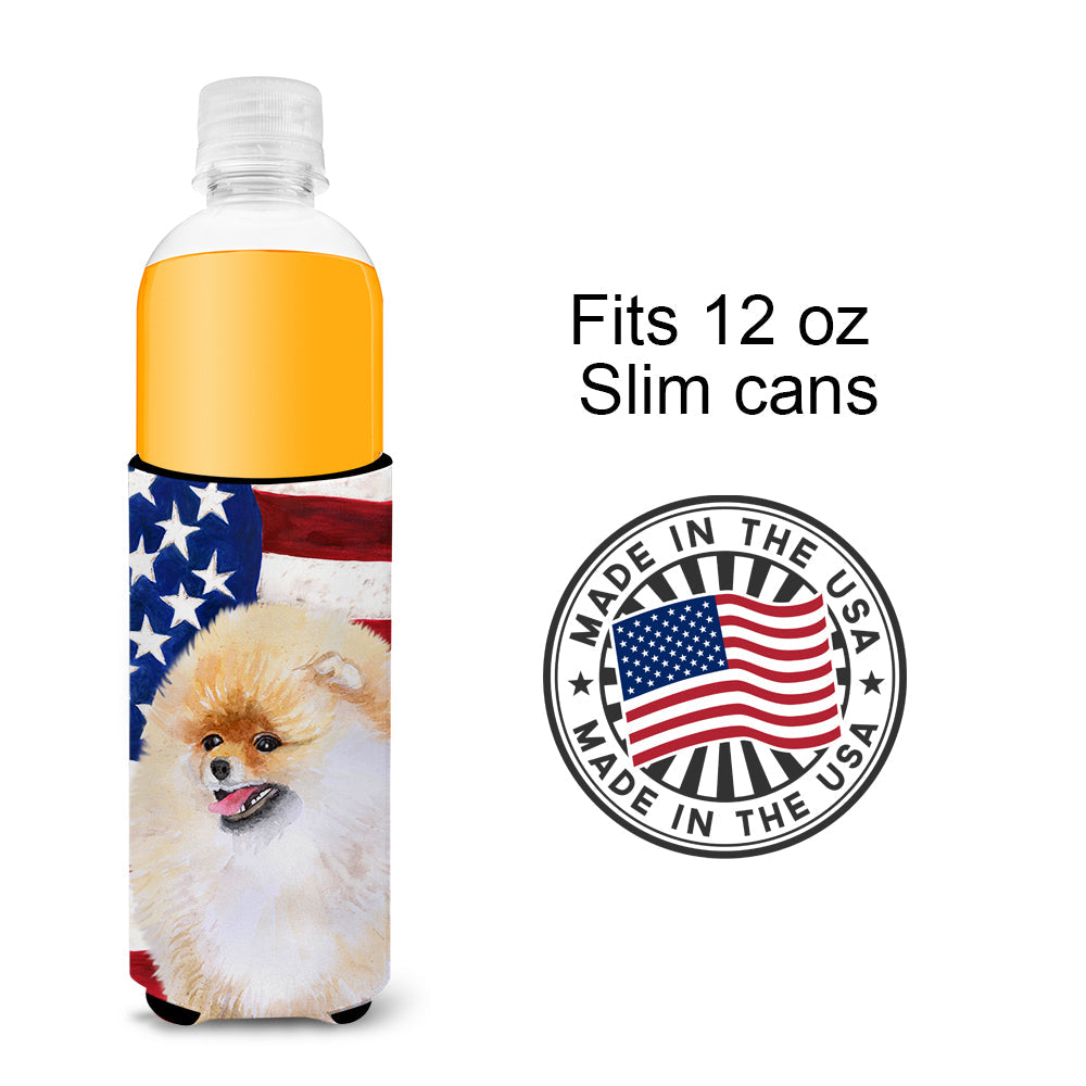 Pomeranian Patriotic  Ultra Hugger for slim cans BB9682MUK by Caroline's Treasures