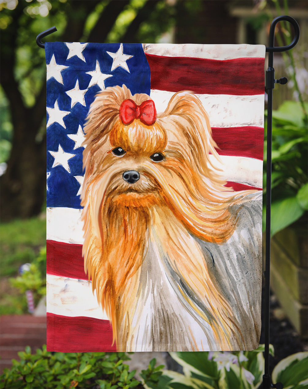 Yorkshire Terrier Patriotic Flag Garden Size BB9685GF by Caroline's Treasures