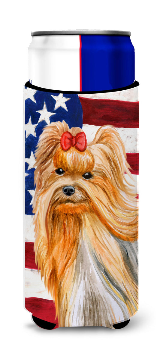 Yorkshire Terrier Patriotic  Ultra Hugger for slim cans BB9685MUK by Caroline's Treasures