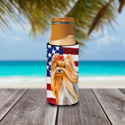 Yorkshire Terrier Patriotic  Ultra Hugger for slim cans BB9685MUK by Caroline's Treasures