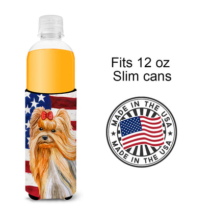 Yorkshire Terrier Patriotic  Ultra Hugger for slim cans BB9685MUK by Caroline's Treasures